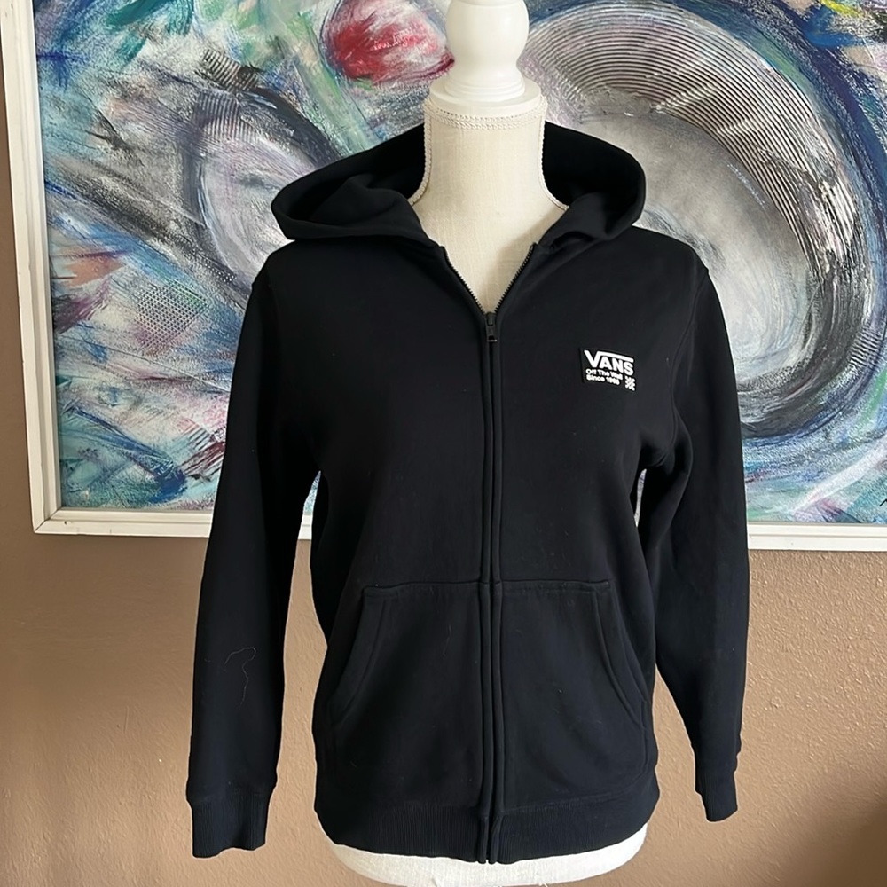 Vans Off The Wall Black Full Zip Hooded Sweatshirt, m
